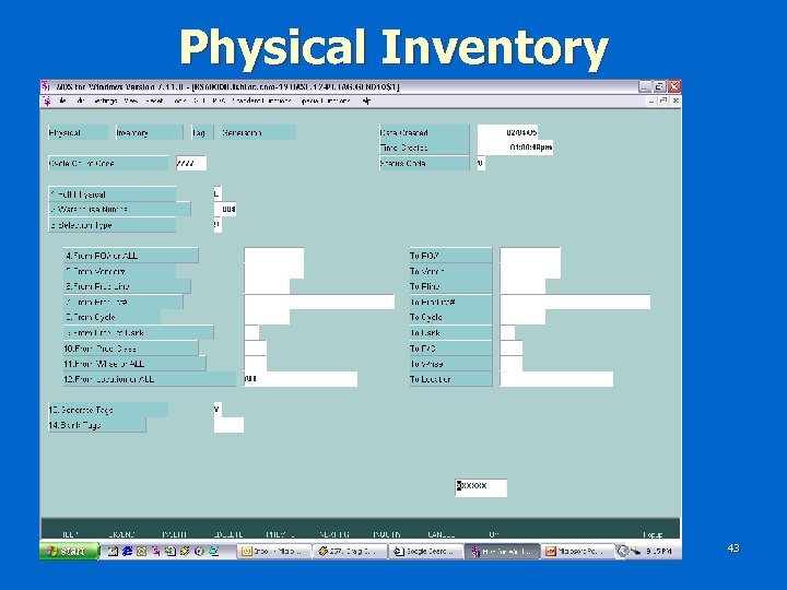 Physical Inventory 43 