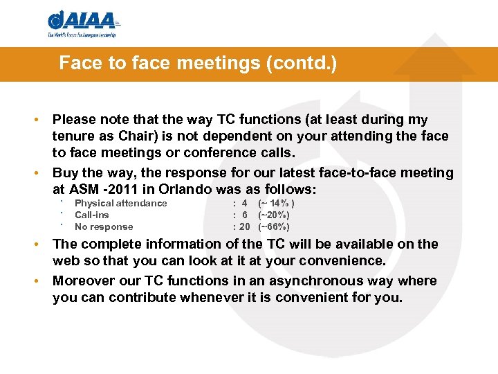 Face to face meetings (contd. ) • Please note that the way TC functions