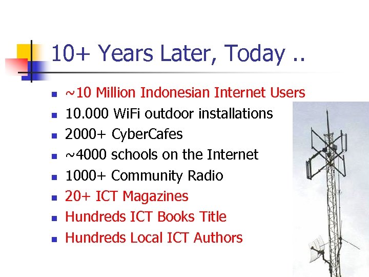 10+ Years Later, Today. . n n n n ~10 Million Indonesian Internet Users