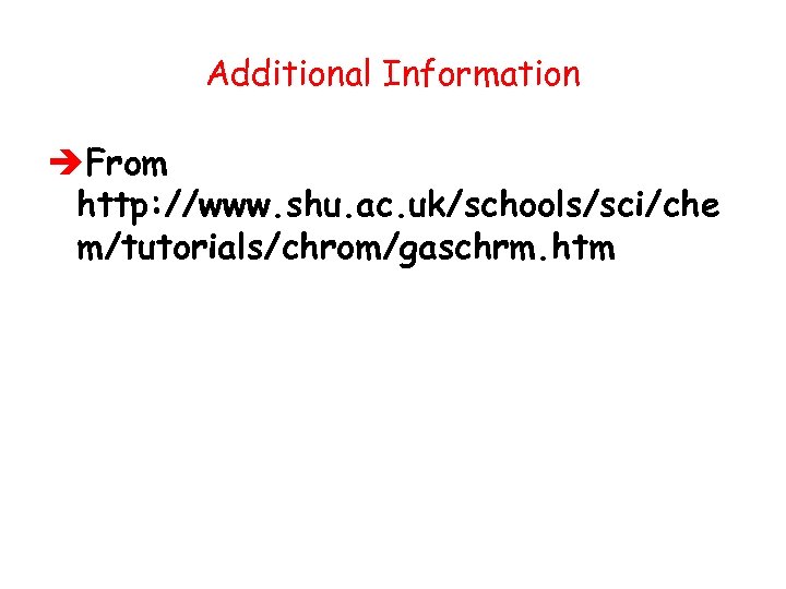 Additional Information èFrom http: //www. shu. ac. uk/schools/sci/che m/tutorials/chrom/gaschrm. htm 