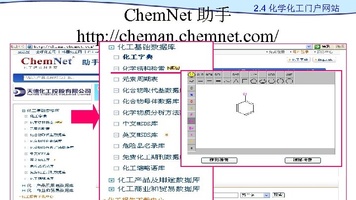 2. 4 化学化 门户网站 Chem. Net 助手 http: //cheman. chemnet. com/ 