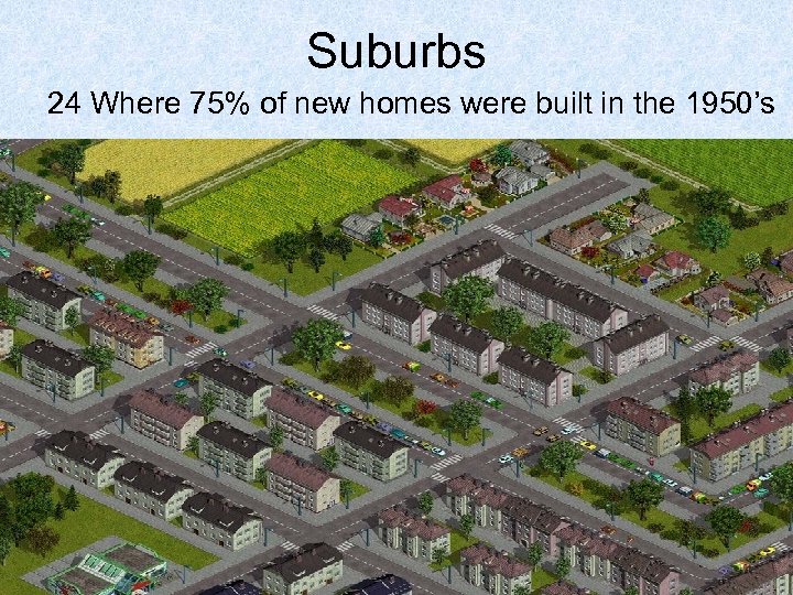 Suburbs 24 Where 75% of new homes were built in the 1950’s 