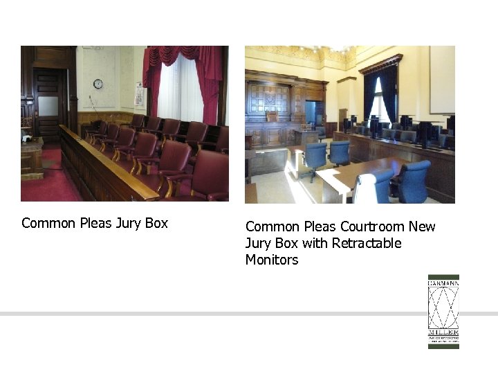 Common Pleas Jury Box Common Pleas Courtroom New Jury Box with Retractable Monitors 