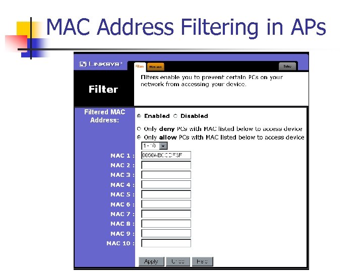 MAC Address Filtering in APs 