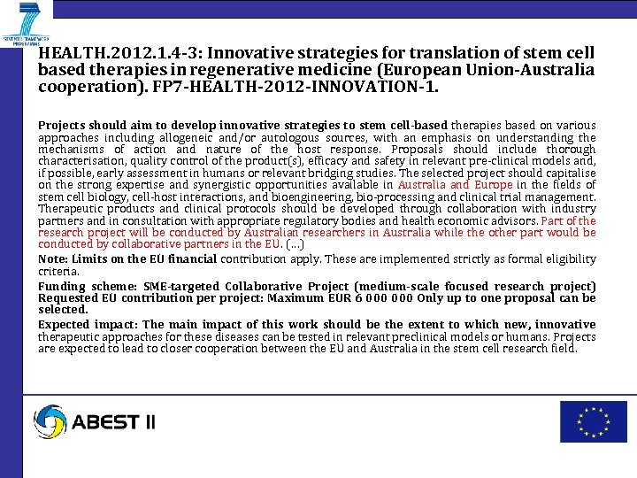 HEALTH. 2012. 1. 4 -3: Innovative strategies for translation of stem cell based therapies