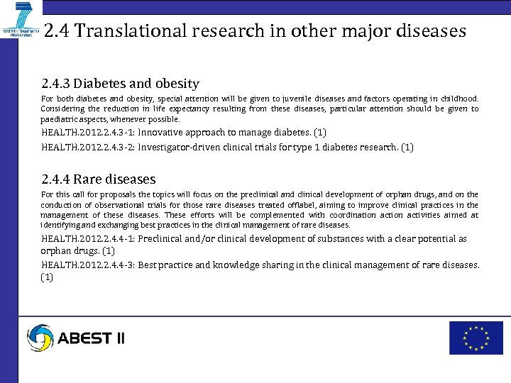 2. 4 Translational research in other major diseases 2. 4. 3 Diabetes and obesity