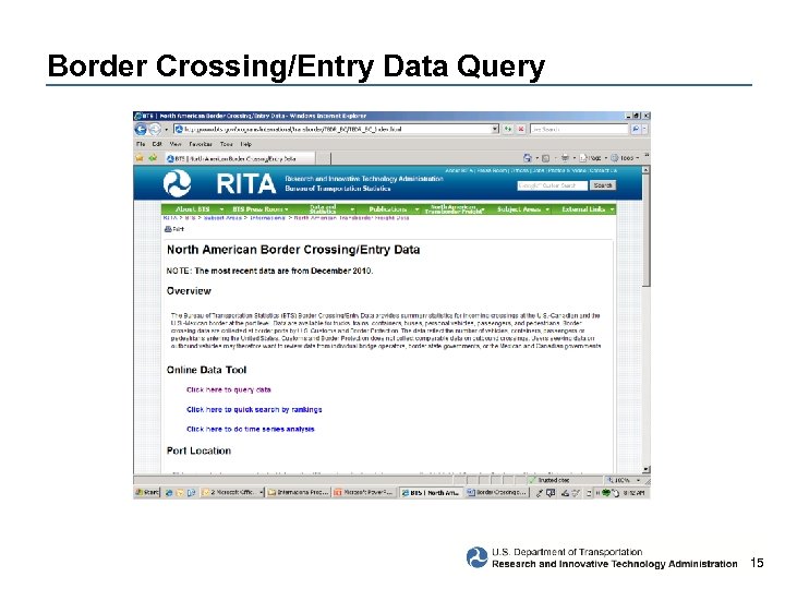 Border Crossing/Entry Data Query 15 