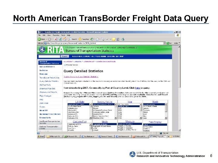 North American Trans. Border Freight Data Query 6 