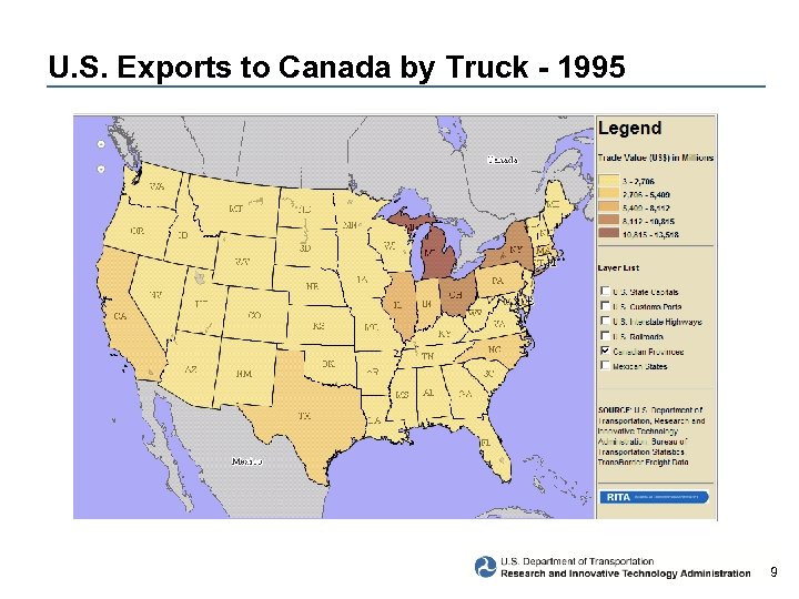 U. S. Exports to Canada by Truck - 1995 9 