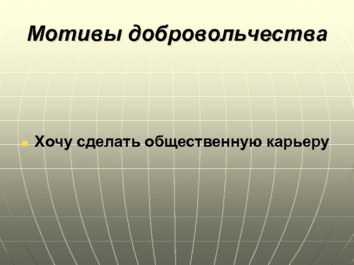 Мотивы добровольчества n Хочу сделать общественную карьеру 