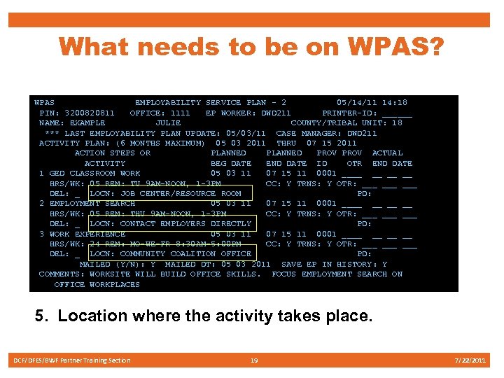 What needs to be on WPAS? WPAS EMPLOYABILITY SERVICE PLAN - 2 05/14/11 14: