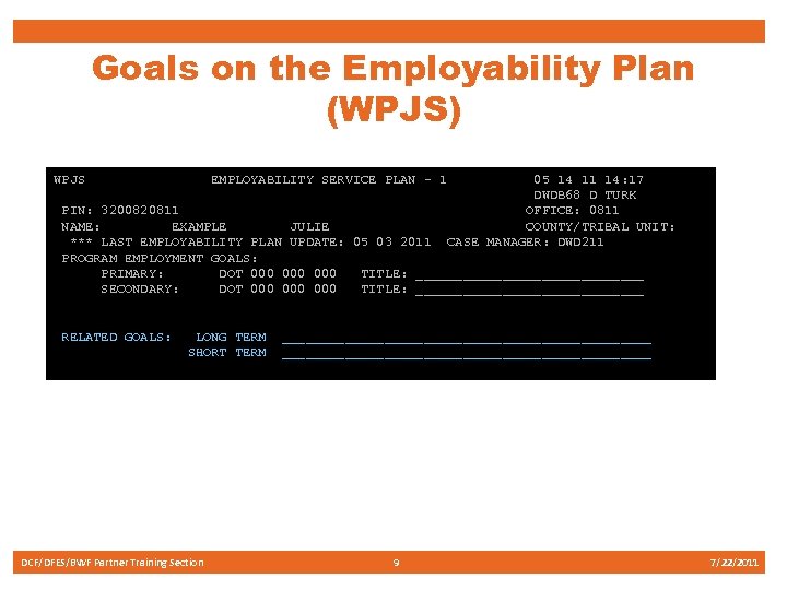 Goals on the Employability Plan (WPJS) WPJS EMPLOYABILITY SERVICE PLAN - 1 05 14