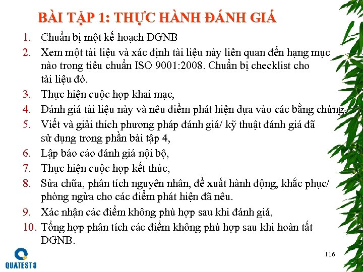 BÀI TẬP 1: THỰC HÀNH ĐÁNH GIÁ 1. Chuẩn bị một kế hoạch ĐGNB