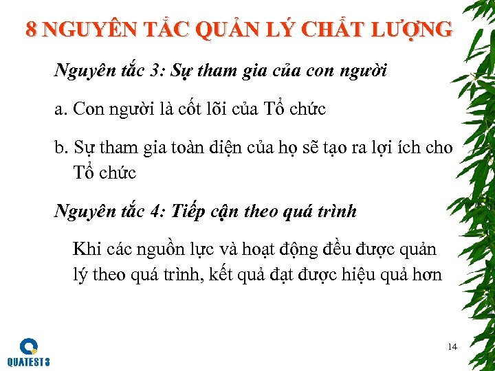 8 NGUYÊN TẮC QUẢN LÝ CHẤT LƯỢNG Nguyên tắc 3: Sự tham gia của