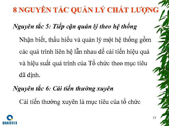 8 NGUYÊN TẮC QUẢN LÝ CHẤT LƯỢNG Nguyên tắc 5: Tiếp cận quản lý