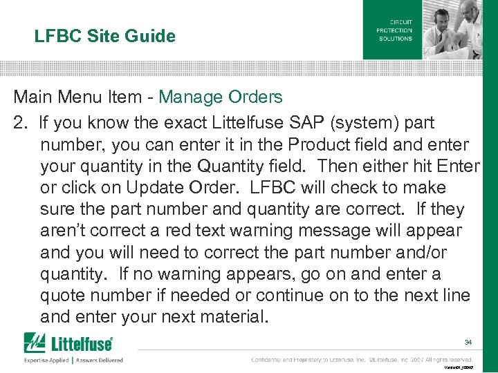LFBC Site Guide Main Menu Item - Manage Orders 2. If you know the