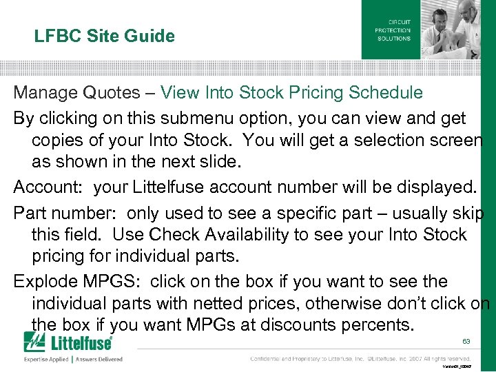 LFBC Site Guide Manage Quotes – View Into Stock Pricing Schedule By clicking on