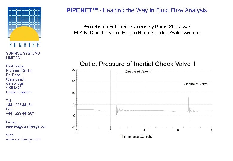 PIPENETTM - Leading the Way in Fluid Flow Analysis Waterhammer Effects Caused by Pump