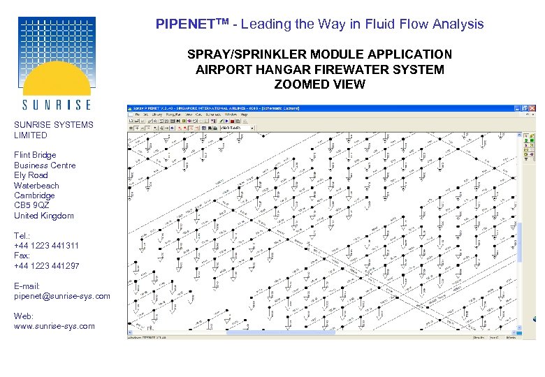 PIPENETTM - Leading the Way in Fluid Flow Analysis SPRAY/SPRINKLER MODULE APPLICATION AIRPORT HANGAR