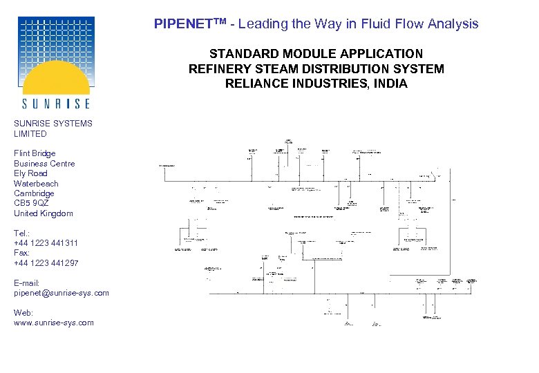PIPENETTM - Leading the Way in Fluid Flow Analysis STANDARD MODULE APPLICATION REFINERY STEAM