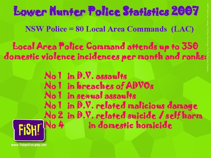 Lower Hunter Police Statistics 2007 NSW Police = 80 Local Area Commands (LAC) Local