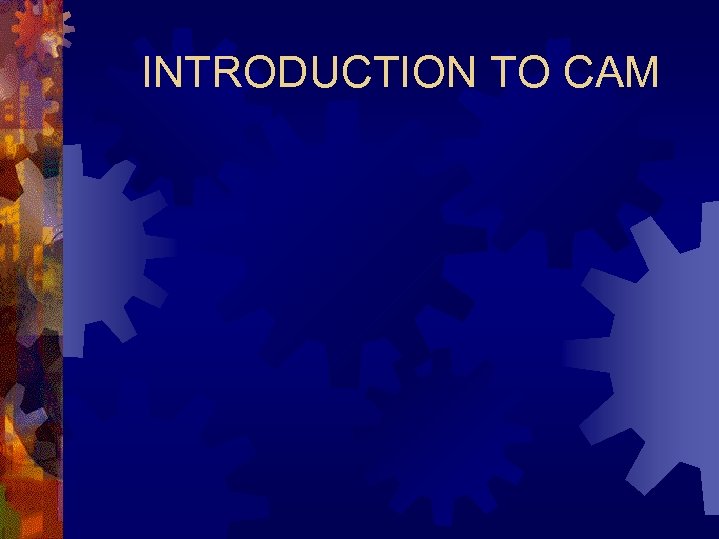INTRODUCTION TO CAM 