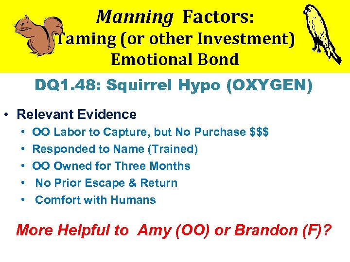 Manning Factors: Taming (or other Investment) Emotional Bond DQ 1. 48: Squirrel Hypo (OXYGEN)