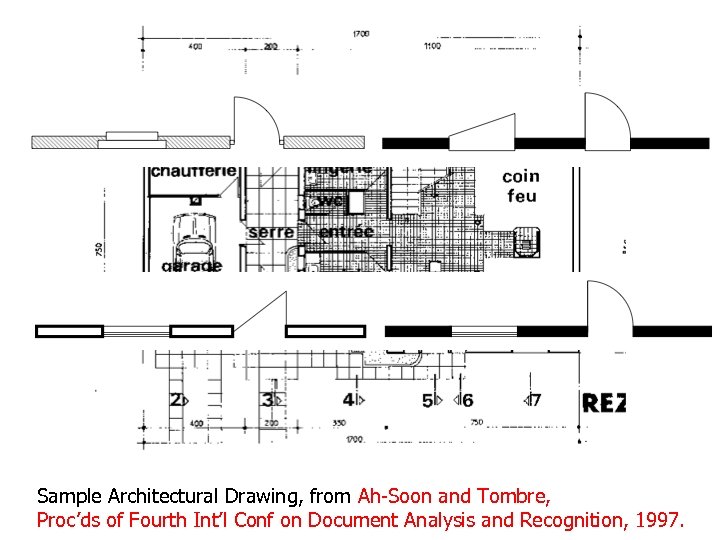 Sample Architectural Drawing, from Ah-Soon and Tombre, Proc’ds of Fourth Int’l Conf on Document