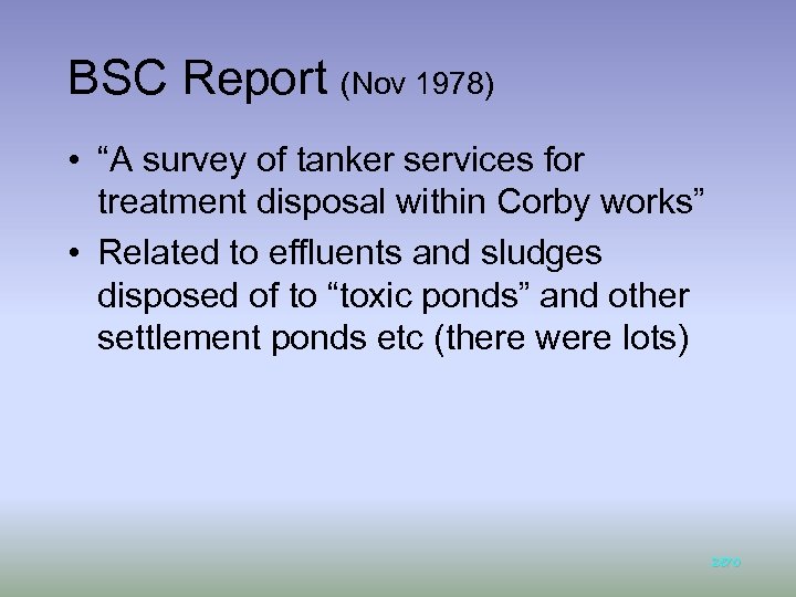 BSC Report (Nov 1978) • “A survey of tanker services for treatment disposal within