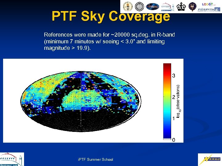 PTF Sky Coverage References were made for ~20000 sq. deg. in R-band (minimum 7