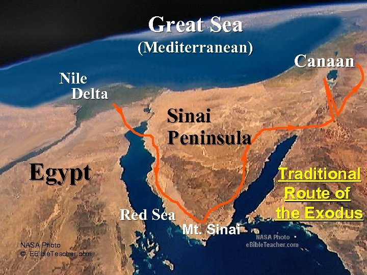 Great Sea (Mediterranean) Nile Delta Canaan Sinai Peninsula Egypt Red Sea NASA Photo ©