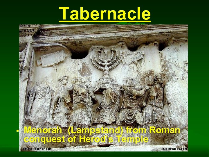 Tabernacle § Menorah (Lampstand) from Roman conquest of Herod’s Temple 