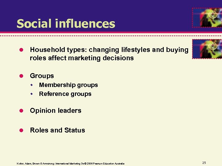 Social influences Household types: changing lifestyles and buying roles affect marketing decisions Groups Membership