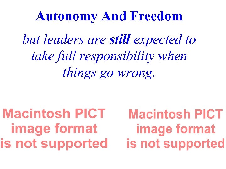Autonomy And Freedom but leaders are still expected to take full responsibility when things