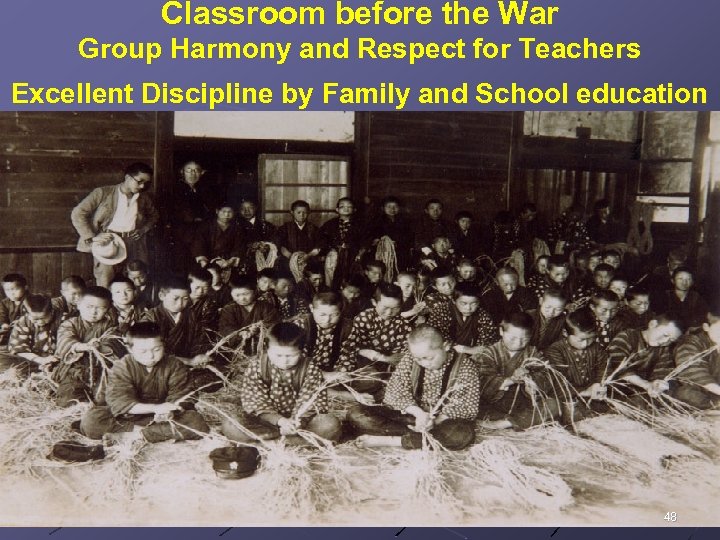 Classroom before the War Group Harmony and Respect for Teachers Excellent Discipline by Family