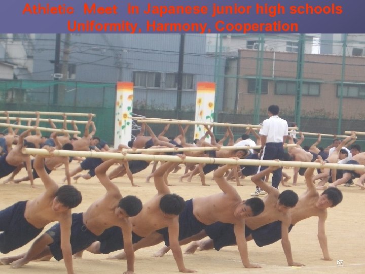 Ａｔｈｌｅｔｉｃ　Ｍｅｅｔ　in Japanese junior high schools Uniformity, Harmony, Cooperation 67 