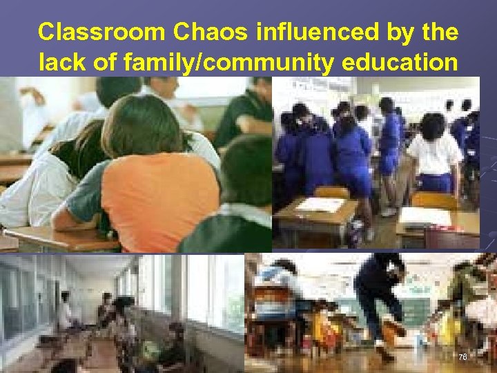 Classroom Chaos influenced by the lack of family/community education 76 