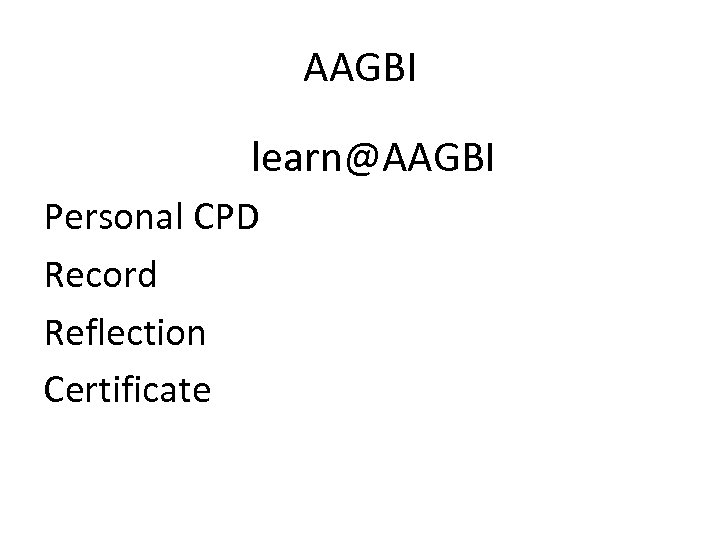 AAGBI learn@AAGBI Personal CPD Record Reflection Certificate 