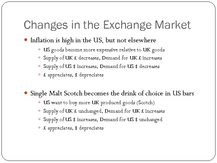 Changes in the Exchange Market Inflation is high in the US, but not elsewhere