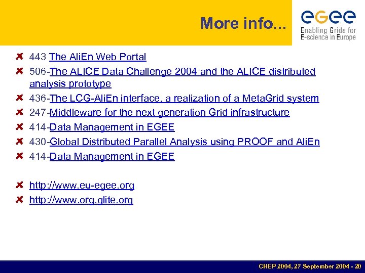 More info. . . 443 The Ali. En Web Portal 506 -The ALICE Data