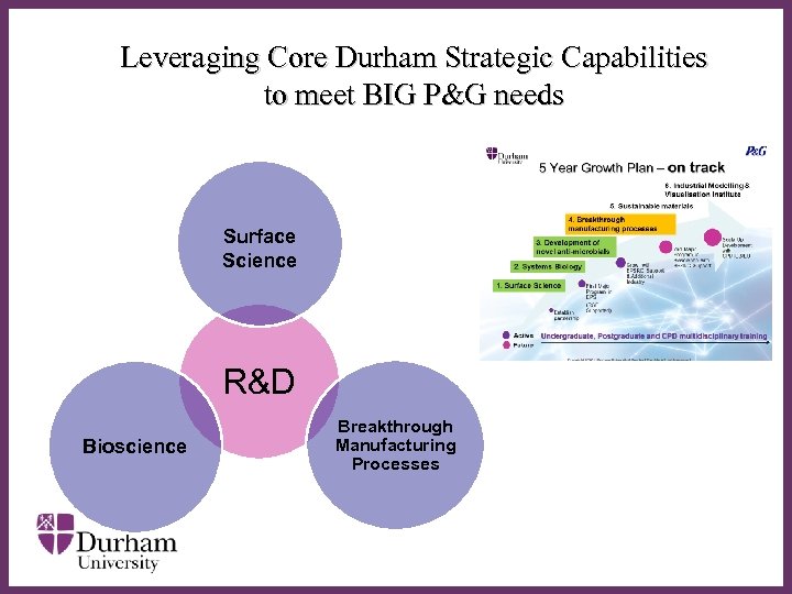 Leveraging Core Durham Strategic Capabilities to meet BIG P&G needs Surface Science ∂ R&D