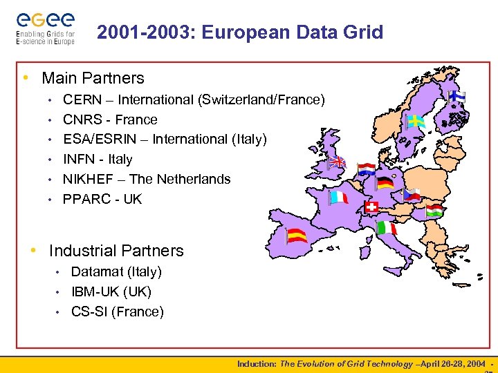 2001 -2003: European Data Grid • Main Partners CERN – International (Switzerland/France) CNRS -