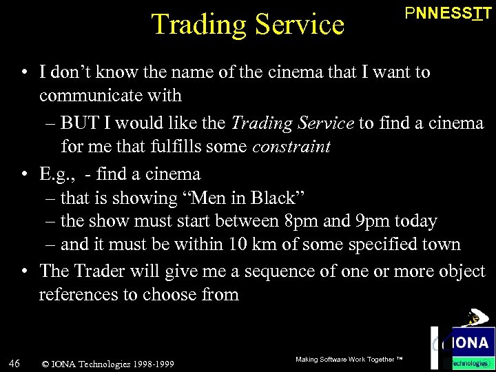 Trading Service PNNESSTT • I don’t know the name of the cinema that I