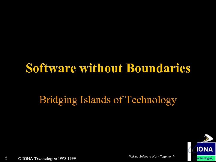 Software without Boundaries Bridging Islands of Technology 5 © IONA Technologies 1998 -1999 Making