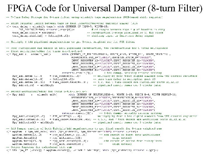 FPGA Code for Universal Damper (8 -turn Filter) 