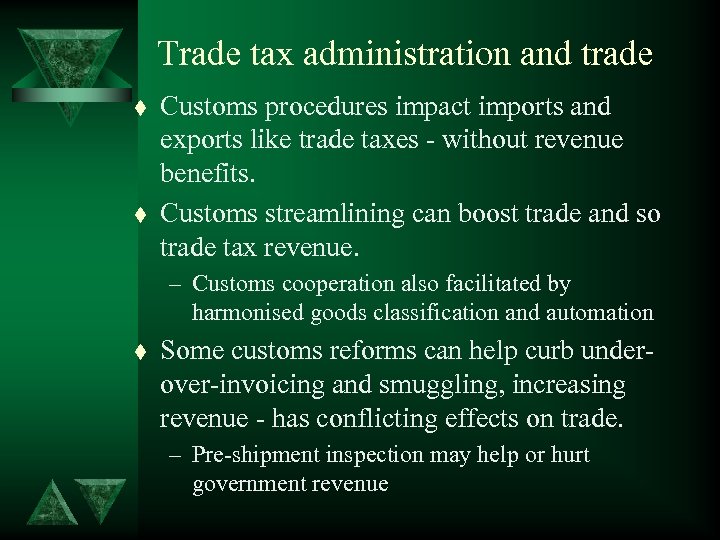 Trade tax administration and trade t t Customs procedures impact imports and exports like