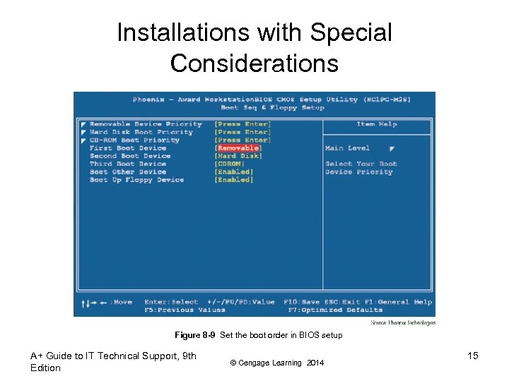 Installations with Special Considerations Figure 8 -9 Set the boot order in BIOS setup