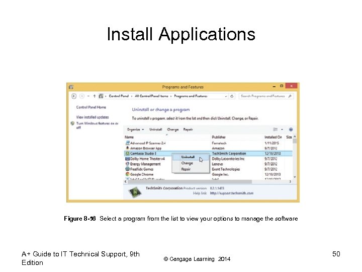 Install Applications Figure 8 -56 Select a program from the list to view your