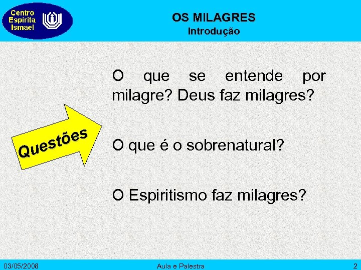OS MILAGRES Introdução O que se entende por milagre? Deus faz milagres? ões est
