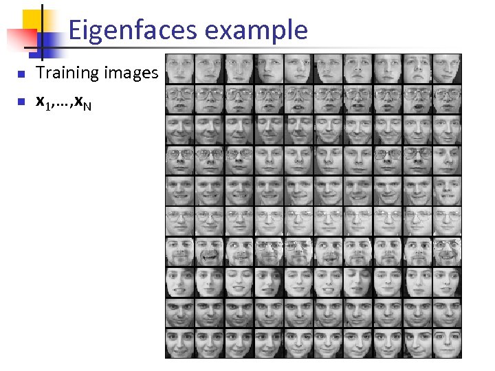 Eigenfaces example n n Training images x 1, …, x. N 